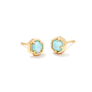 Kendra Scott Nola Gold Stud Earrings in Turquoise Opal Illusion.